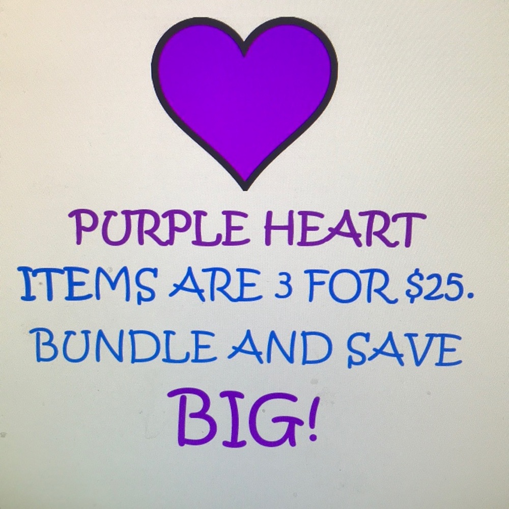 💜 Purple heart items are 3 for $25. Bundle & save